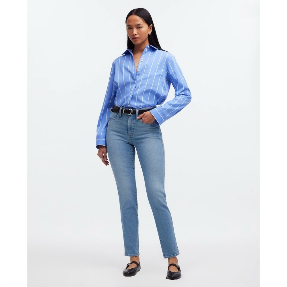 NWT Madewell Petite Stovepipe Jeans Carey Wash Blue